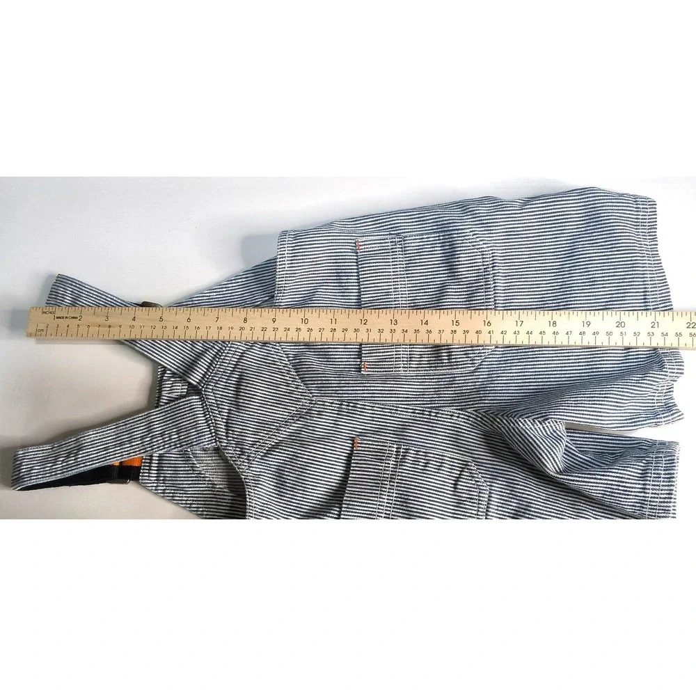Vintage Bob the Builder Overalls Kids 3T Shortall Hickory Stripe Embroider Scoop